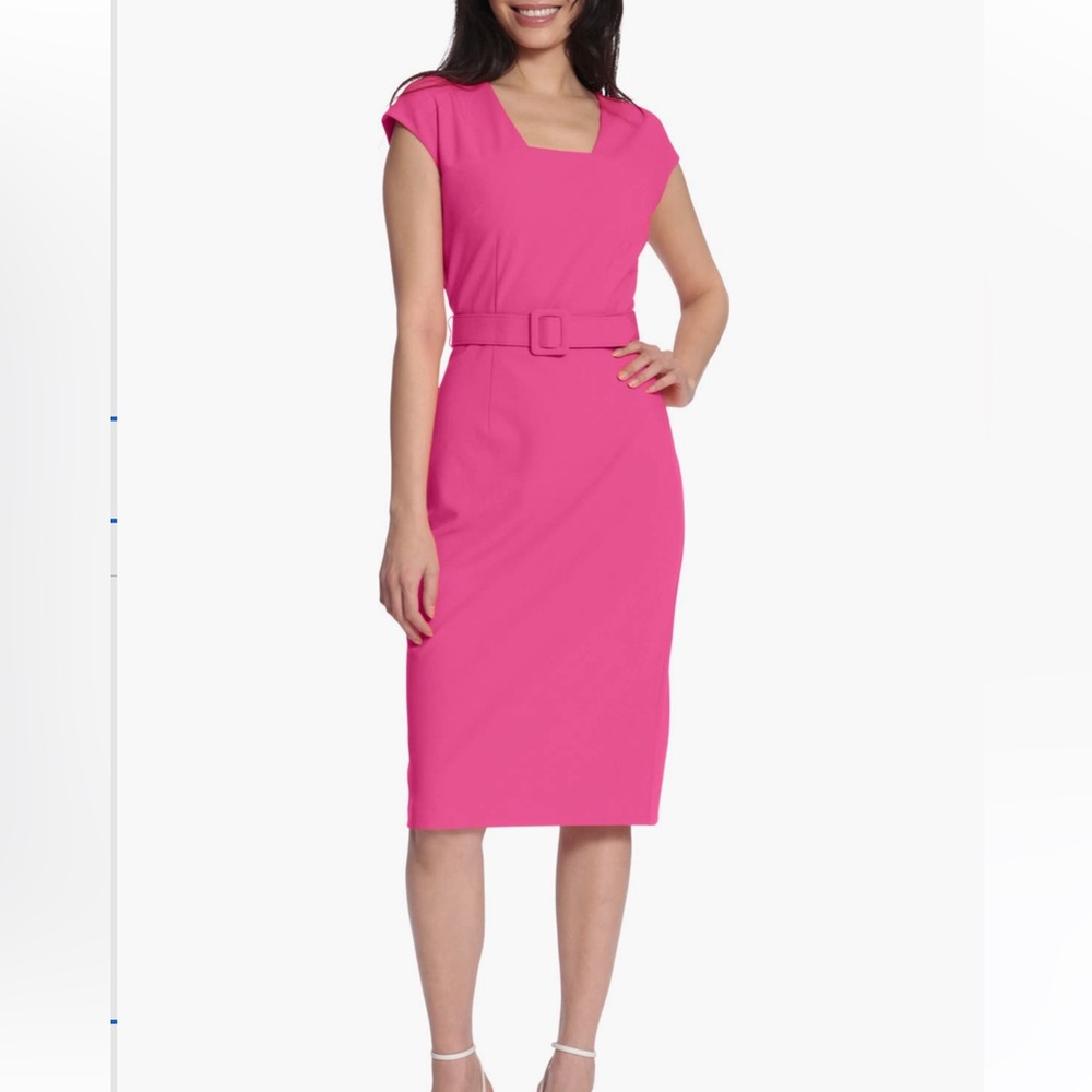 NWOT Maggy London Pink Belted Midi Dress
